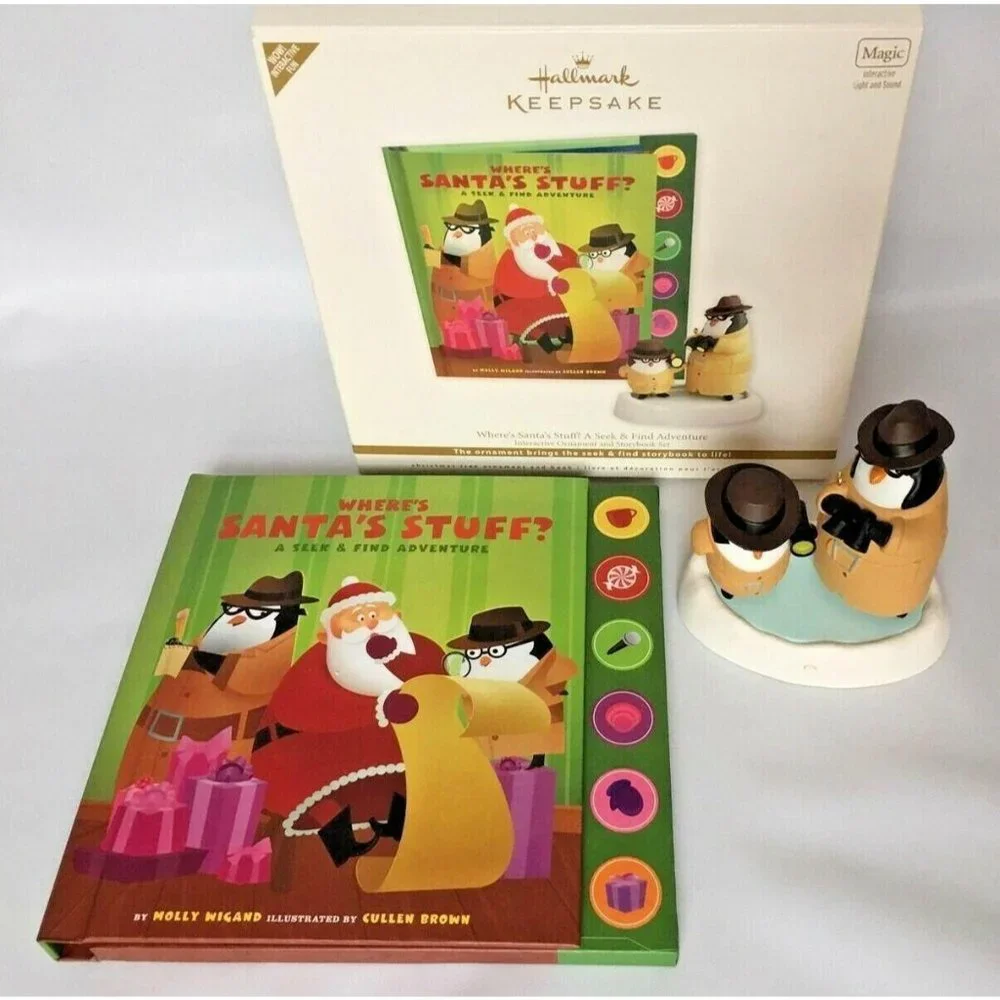 Hallmark Ornament & Book Set Plastic Mixed‎ Wheres Santas Stuff Magic